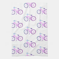Purple bicycles bikes pattern kitchen towel
