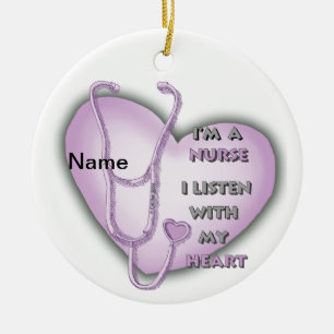 Purple big heart nurse  ceramic tree decoration