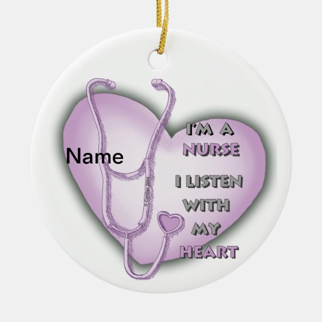 Purple big heart nurse  ceramic tree decoration (Front)