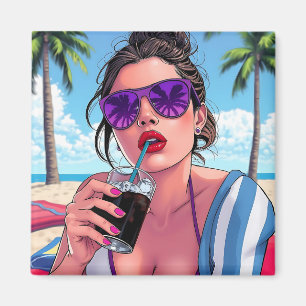 Purple Bikini, Sunglasses and Bandanna Woman  Magnet