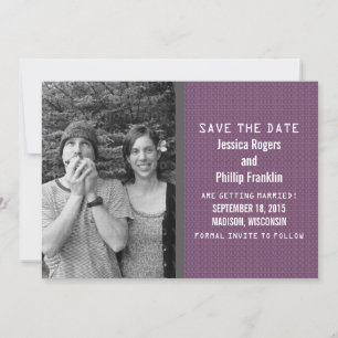 Purple Binary Code Photo Save the Date Invite