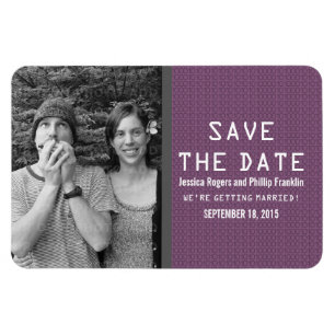 Purple Binary Code Photo Save the Date Magnet