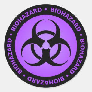 Purple Biohazard Warning Classic Round Sticker