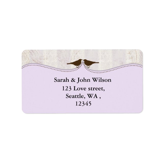 purple bird cage, love birds return address labels (Front)