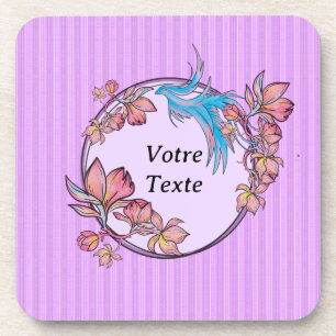 purple bird flower crown coaster