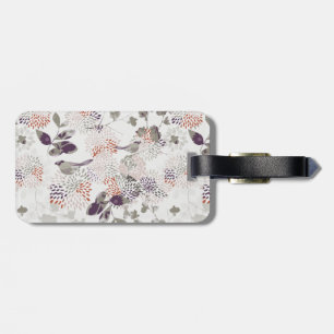 Purple birds and flowers wallpaper luggage tag