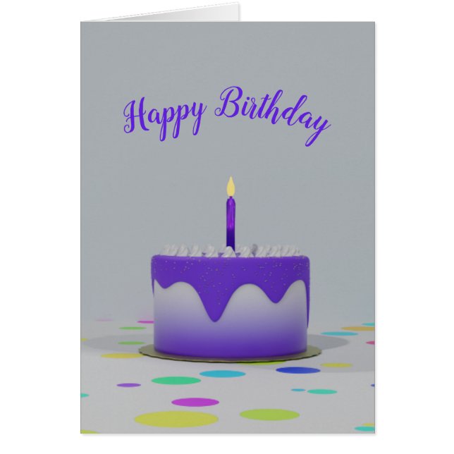 Purple Birthday Cake Card (Front)