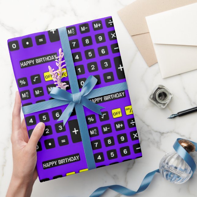 Purple Birthday Calculator  Wrapping Paper (Gifting)