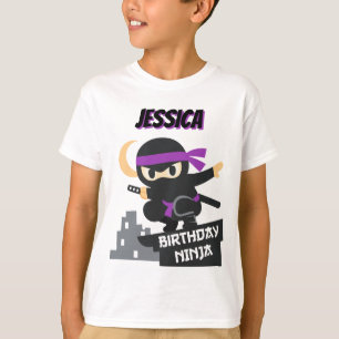 Purple Birthday Ninja Custom Name T-Shirt