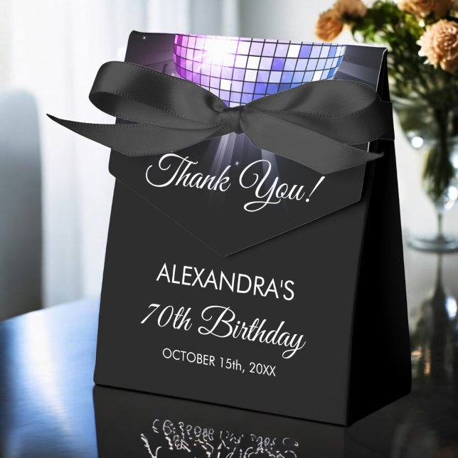 Purple Birthday Party 70's Disco Ball Thank You Favour Box (Creator Uploaded)