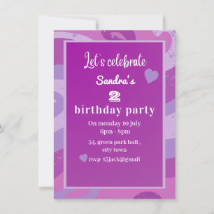 purple birthday party invitation