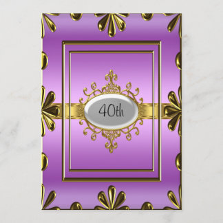 Purple  Birthday Party Invitation purpleGold