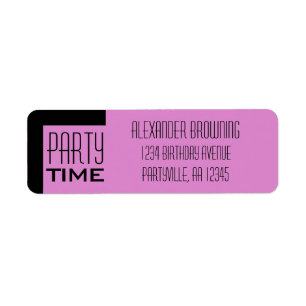 Purple Birthday Party Time Geometric Address Label