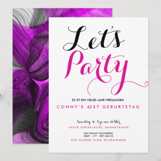 Purple black abstract colourful painting Invitation