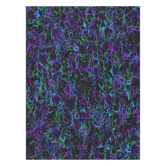 Purple, Black and Blue Abstract Tablecloth (Front)