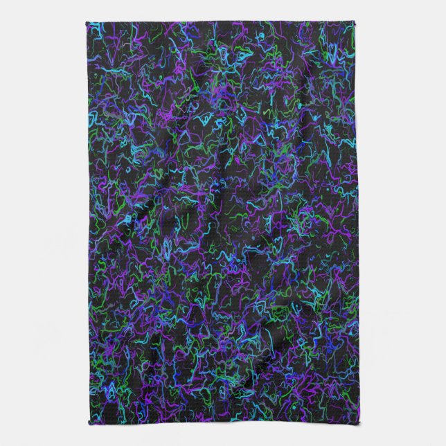 Purple, Black and Blue Abstract Tea Towel (Vertical)