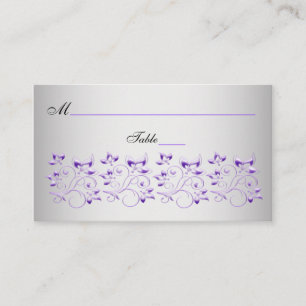 Purple, Black, and Silver Floral Place Cards