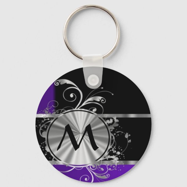 Purple black and silver key ring (Front)