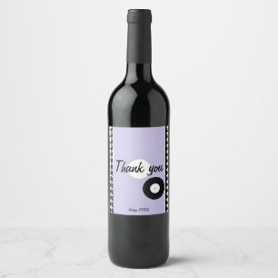 Purple, black and white 1950s theme chequered wine label