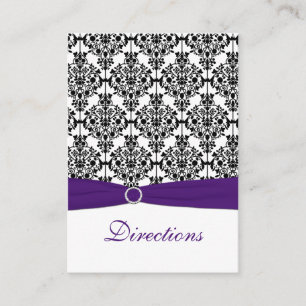 Purple, Black and White Damask Enclosure Card