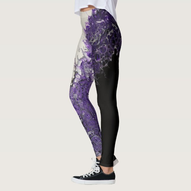 purple, black, and white leggings (Left)
