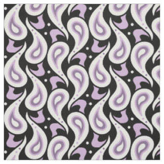 Purple, Black and White Paisley Geometric Pattern Fabric