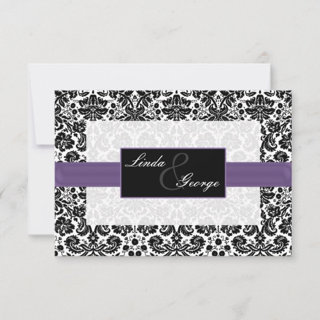 purple,black and white rsvp cards standard 3.5 x 5 (Front)