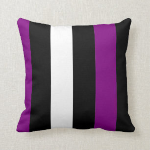 Purple Black And White Stripes Cushion