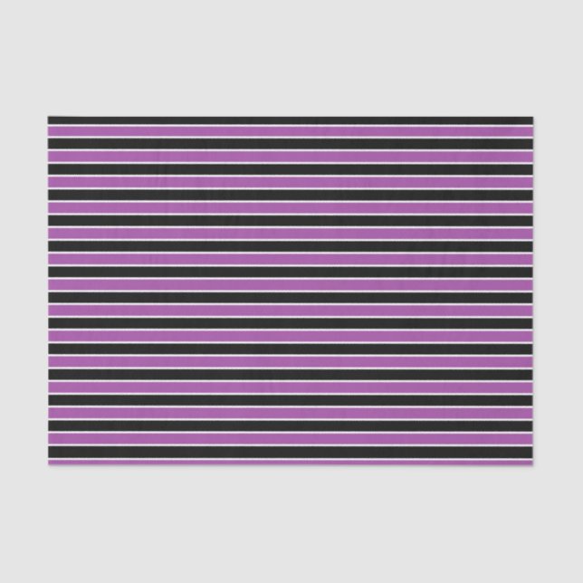 Purple, Black and White Stripes Tissue Paper (Front)