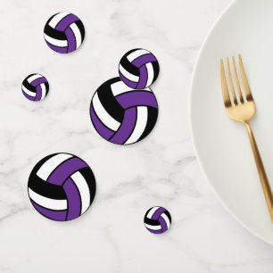 Purple, Black and White Volleyball Confetti