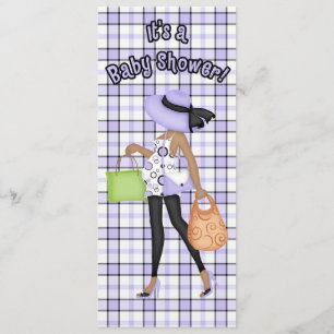 Purple & Black Baby Shower (dark skin version) Invitation