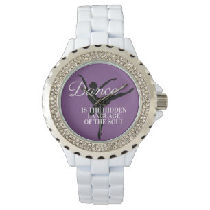 Purple Black Ballerina Dancer Silhouette Quote Watch