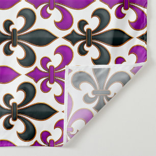 Purple Black Baroque Fleur-de-lis Pattern Design Fabric