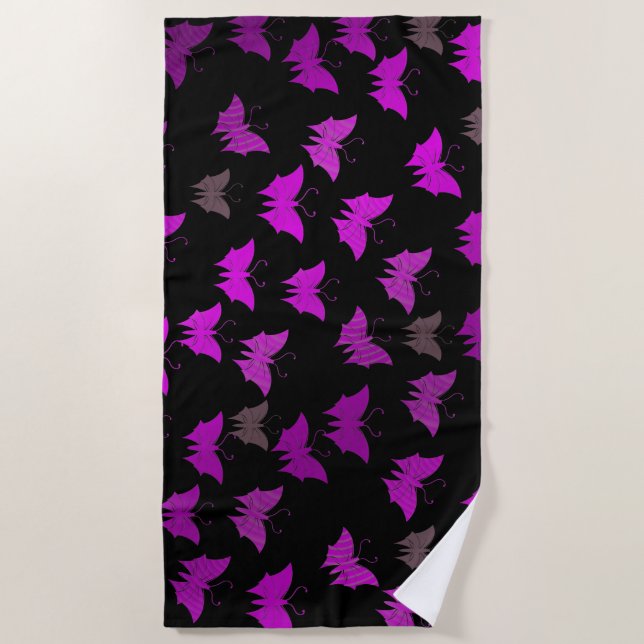 purple,black beach towel (Front)