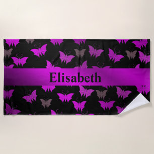 purple,black beach towel