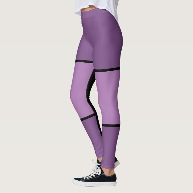 Purple Black Bold Stripe Leggings (Left)