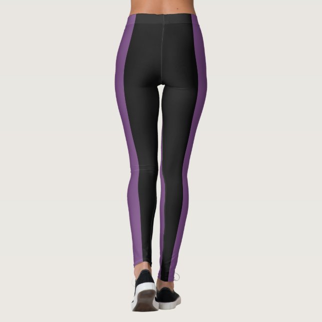 Purple Black Bold Stripe Leggings (Back)