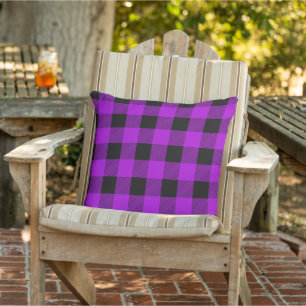 Purple & Black Buffalo Plaid Check Cushion