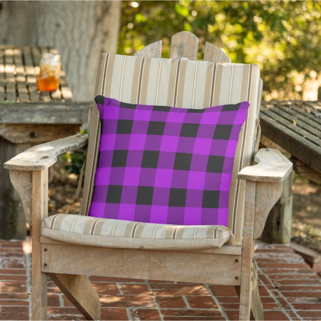 Purple & Black Buffalo Plaid Check | Cushion (Chair)