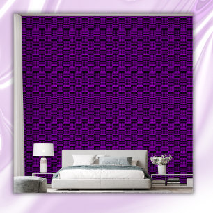 Purple & Black Buffalo Plaid & Stripes Wallpaper