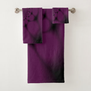 Purple Black Butterfly Petal Bath Towel Set