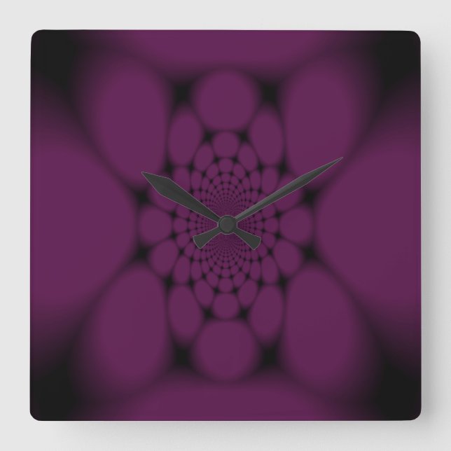 Purple Black Butterfly Petal Square Wall Clock (Front)