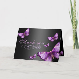 Purple/Black Butterfly Thank You Card