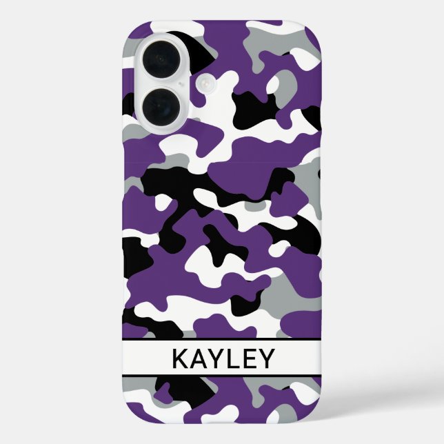 Purple Black Camouflage Personalized Case-Mate iPhone Case (Back)