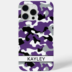 Purple Black Camouflage Personalized iPhone 15 Pro Max Case