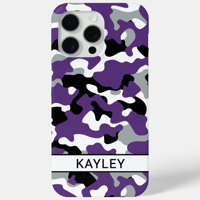 Purple Black Camouflage Personalized Case-Mate iPhone Case (Back)