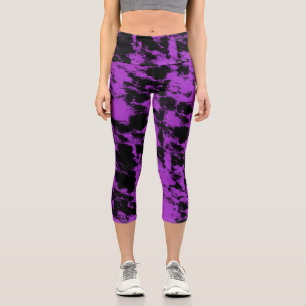 Purple black capri leggings
