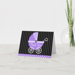 Purple Black Carriage Dots Thank You Card