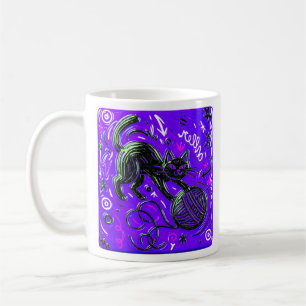 Purple Black Cat Coffee Mug