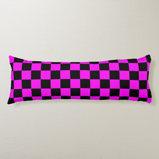 Purple Black Chequered Check Pattern Body Cushion (Front)